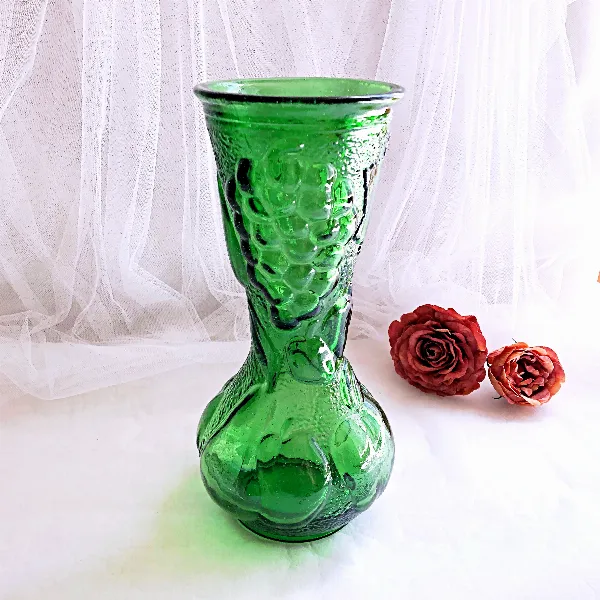 Grand vase en verre vert d'Empoli Italie vintage