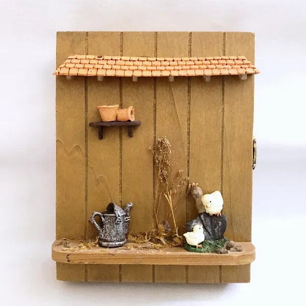 Boîte à clefs murale en bois à décor champêtre campagne
