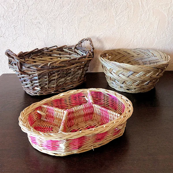 Lot de 3 corbeilles de table panière tressée en osier