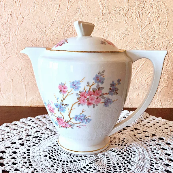 Grosse cafetière porcelaine de Foëcy Lourioux style Shabby Chic vintage France
