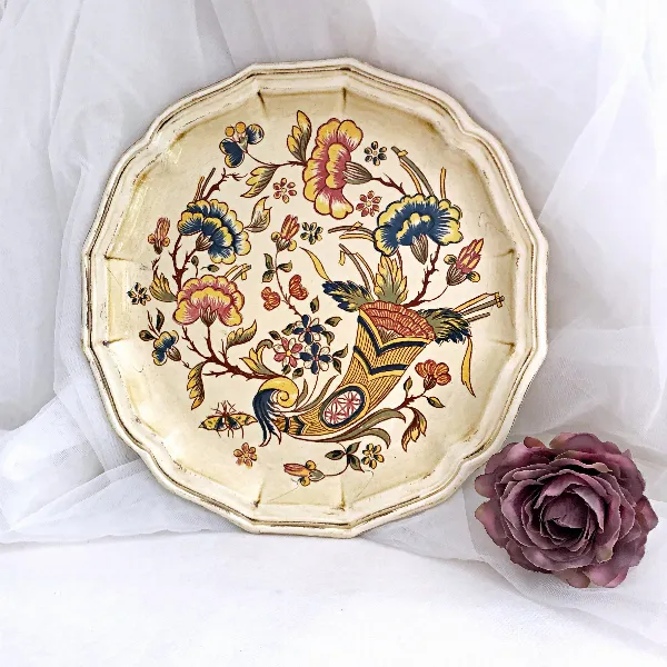 Assiette décorative Faïence de Salins France décor Abondance 25,5 cm