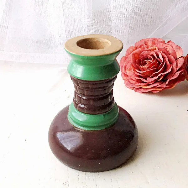 Bougeoir de table artisanal en céramique émaillée
