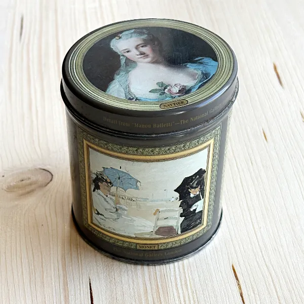 Boîte à Thé Vintage en Métal – Décor Peintres Impressionnistes