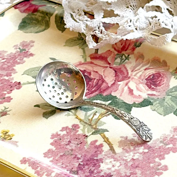 Cuillère Saupoudreuse Art Nouveau Etain Décor Héron Oiseau 1900