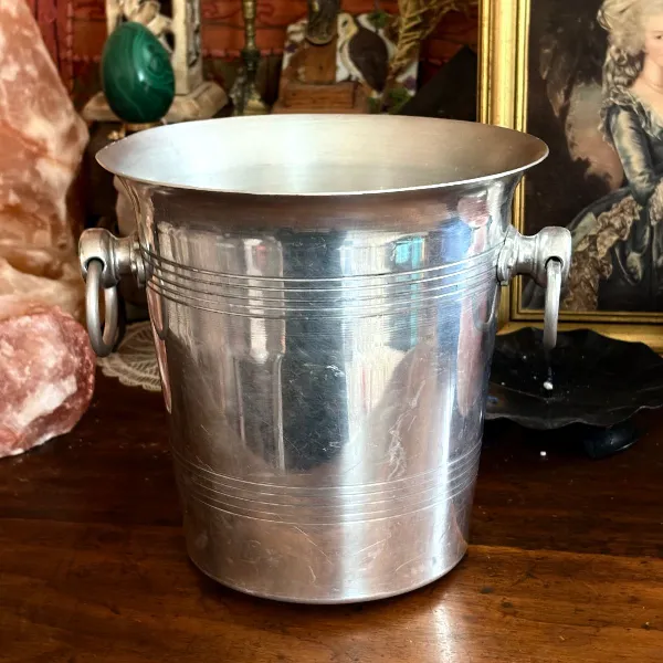 Ancien Seau à Champagne en Aluminium Vintage – 4L – Style Bistrot Chic