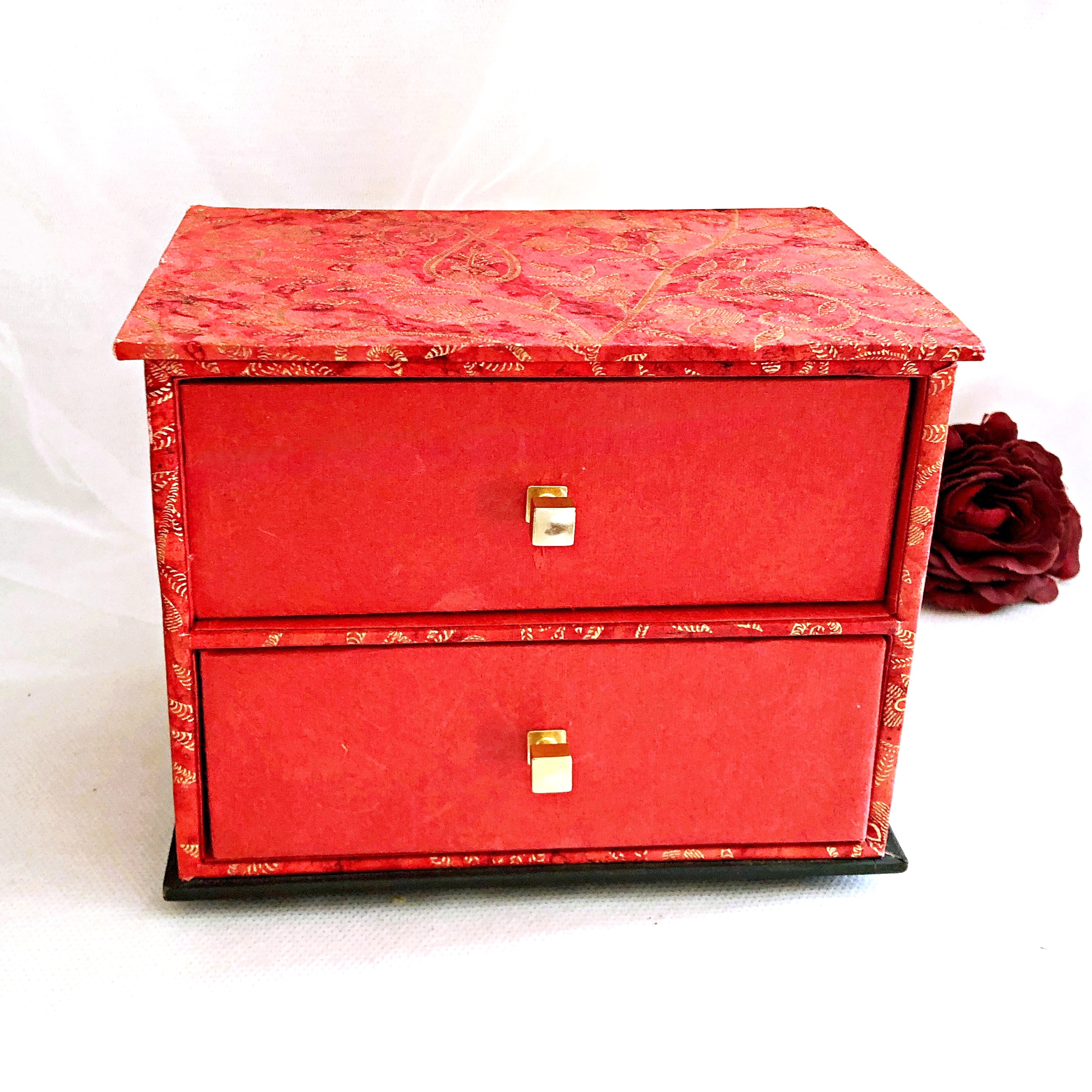 Set 3 Boîtes laquées rouges Vietnam | LIVRAISON OFFERTE